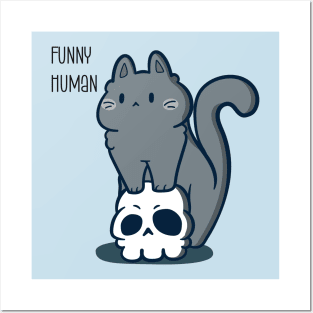 kawaii neko with skull Posters and Art